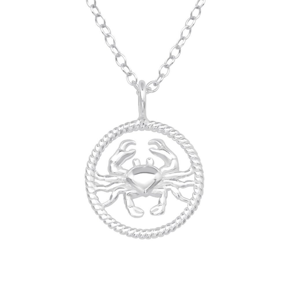 Sterling Silver Cancer Zodiac Sign Birth Necklace